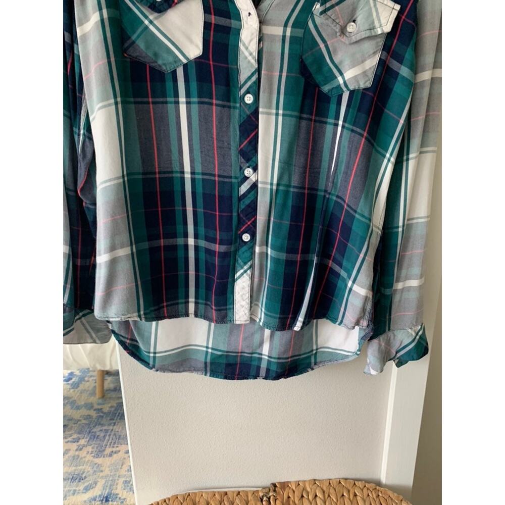Rails Green And White Plaid Collared Button-Down … - image 6